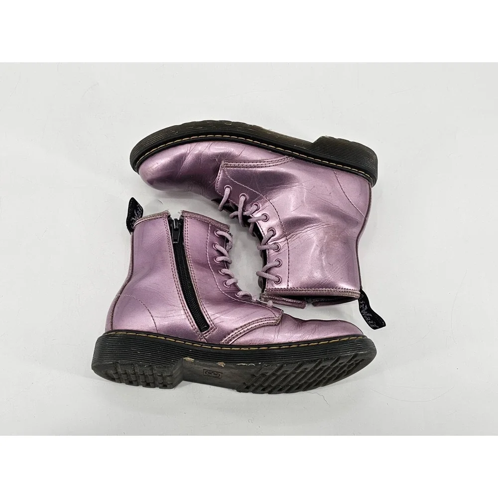 Dr. Martens 1460J Pink Patent Leather Glossy‎ Combat Boot Unisex Kids Size 4